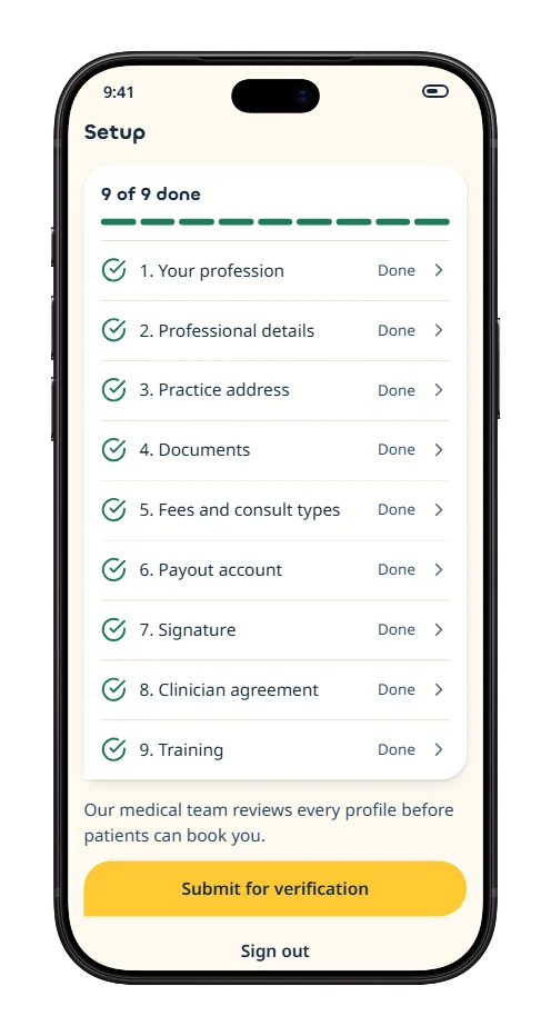 Doctor app: Get verified