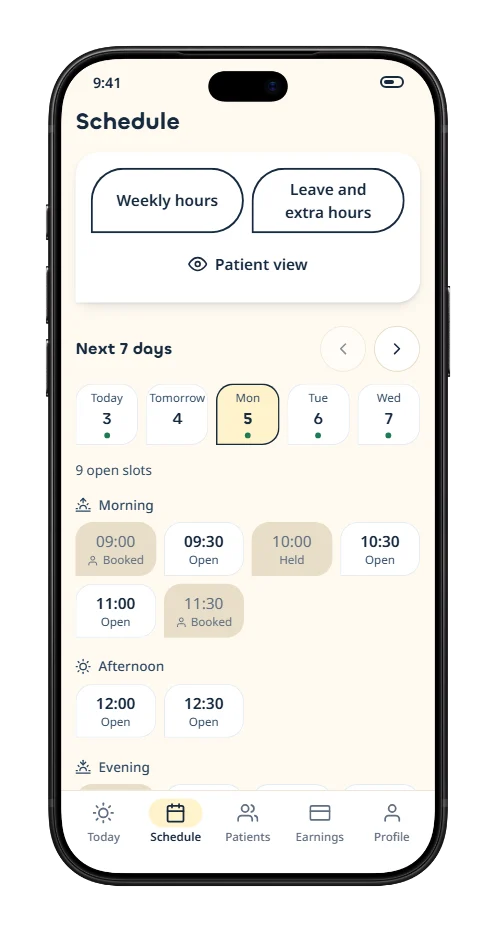 Doctor app: Set availability