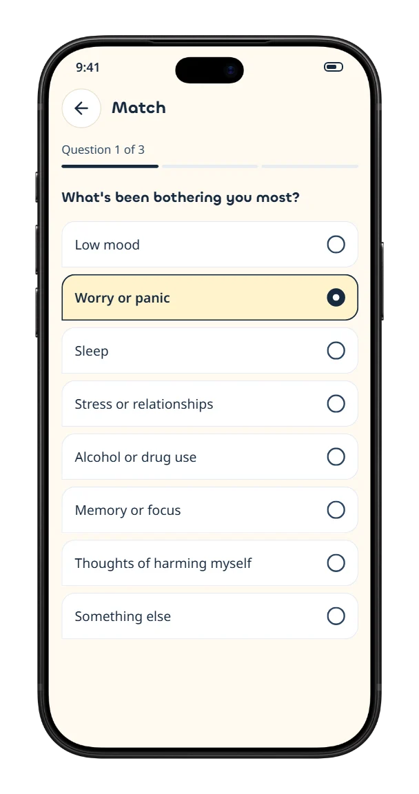 Patient app, step 2: Get matched