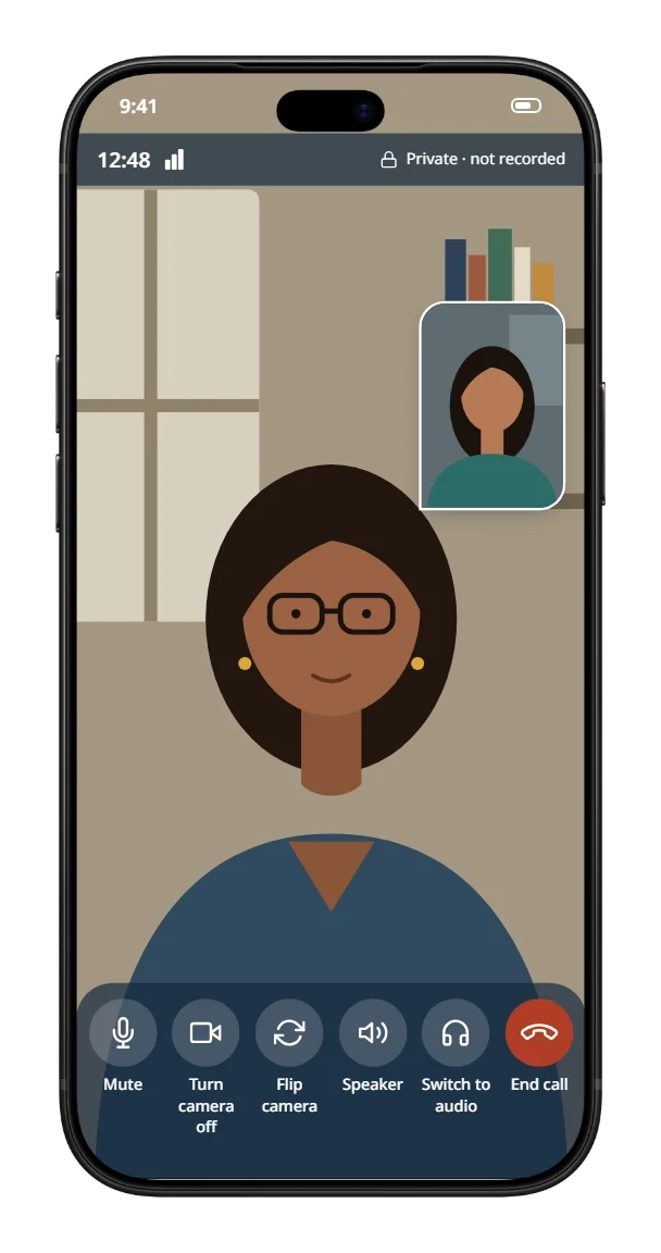 Patient app, step 6: Consult privately
