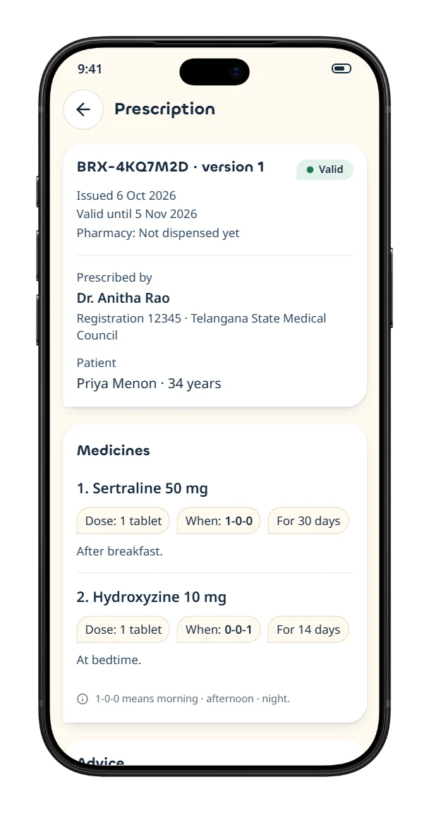 Patient app, step 7: Your prescription