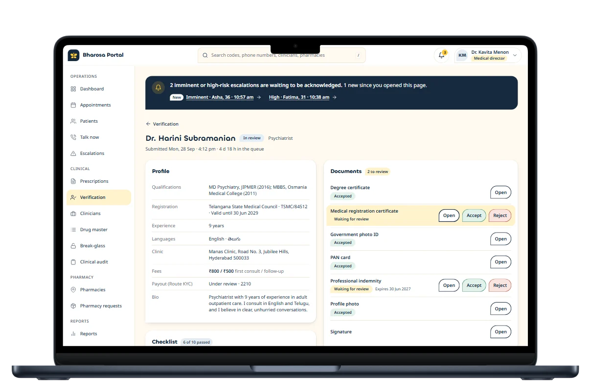 Care portal: Clinician review